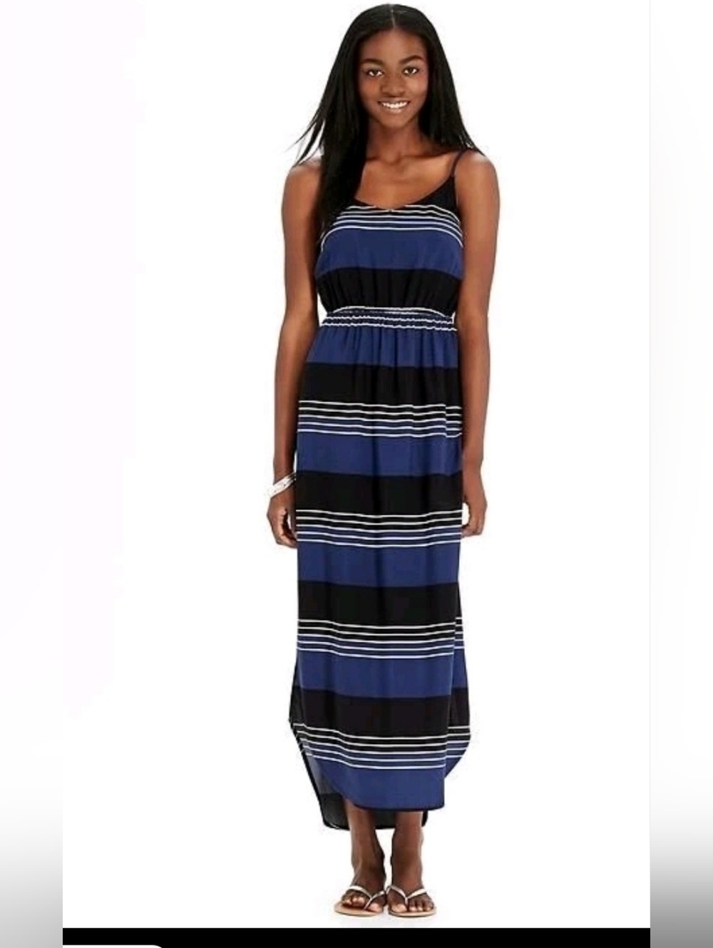 Old Navy Womens Striped Boho Maxi Spaghetti Strap Casual Dress Large Tall